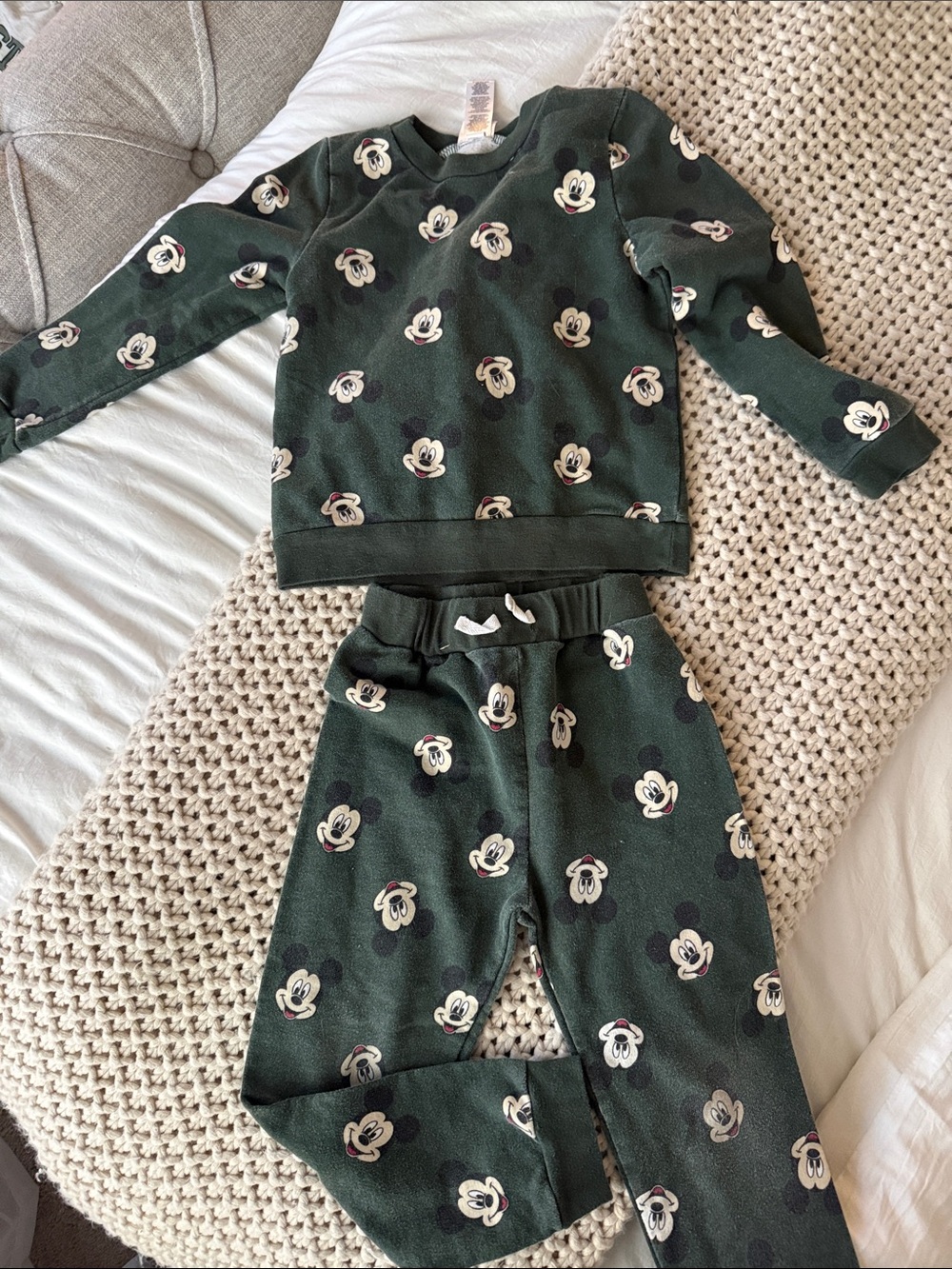 Disney Dark Green Mickey Mouse Pajama Set for Kids